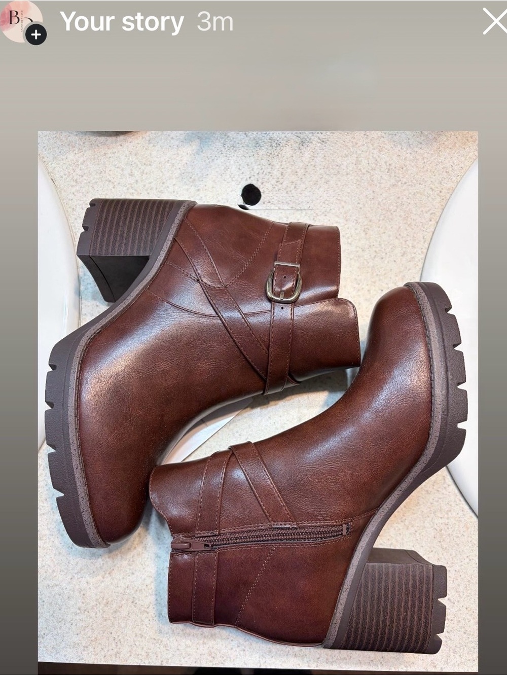 Naturalizer Brown Chunky Heel Leather Ankle Booties